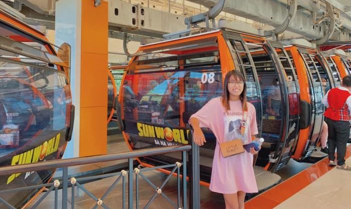 Waiting at carble car to Golden Bridge, Bana Hills, Danang, Vietnam